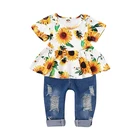 Girls Girl Fashion Girls Clothes Outfits Cute Baby Girl Tops Floral Long Sleeve Pant Set Kids Flower Dress Ruffle Top