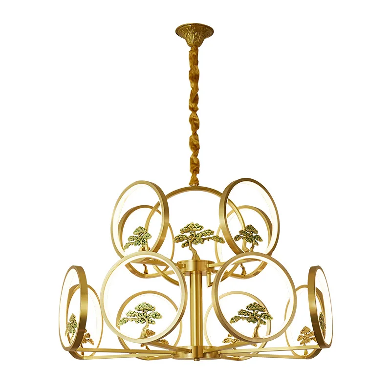 Modern chandelier steel Ring Hanging LED Pendant Lights wooden finish circle led pendant lamp