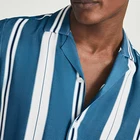Shirt Wholesale Fashion Cuban Collar Single-breasted Printed Stripe Shirt For Men