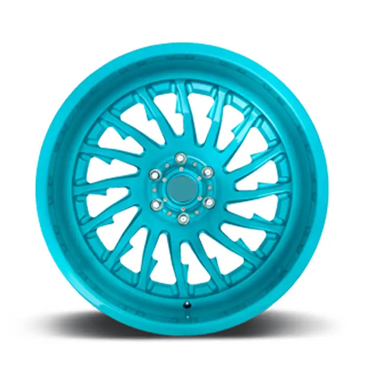 2 Piece Forged Wheels , Deep Dish , Deep Lip , Chrome Blue Car Rims