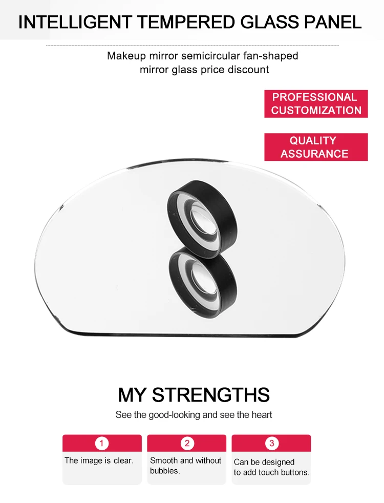 Makeup mirror semi-circular sector mirror glass price discount