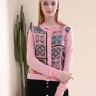 Winter Coats Winter Coats For Ladies Knitted Pink Printed 100% Silk With 100% Polyester Long Sleeve Elegant Casual Coats