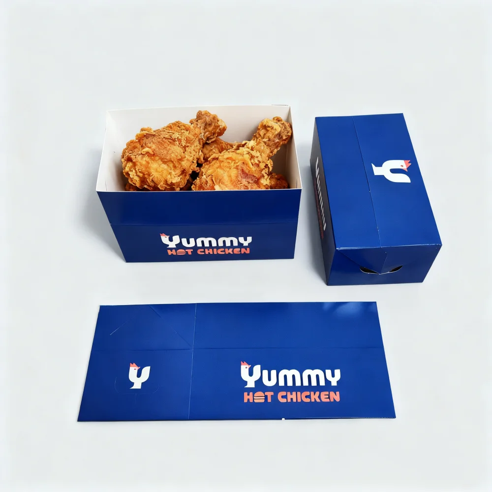 Vlastní logo Krabička na smažená kuřecí křidélka Rychlé občerstvení s sebou Jídlo na hamburger Hranolky na hamburgery Balicí krabice na smažené kuře pro váš vlastní produkt