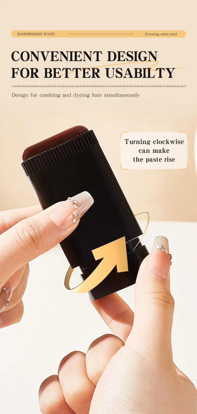 OEM ODM Custom Hairdressing Stick Private Label Wholesale Cover Gray Hair Portable Gentle Dyeing Hairdressing Wand Factory Price