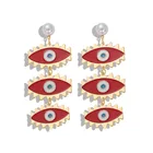 Earrings Fashion Gold Evil Enamel Eye Red Heart Stud Drop Earrings Bohemian Love Heart Statement Earrings