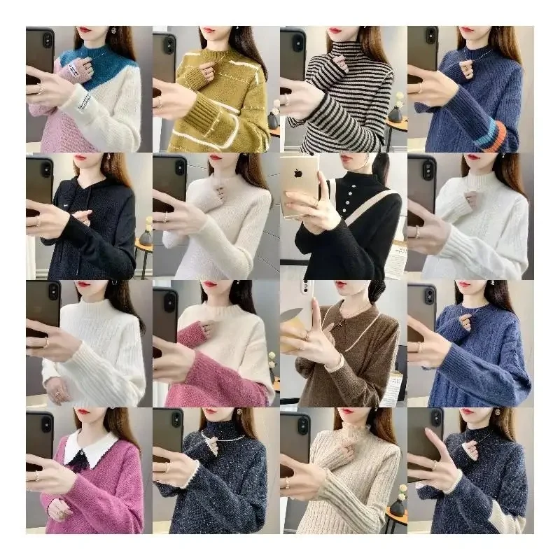 Wholesale high quality welcome products Women's Sweater Design cotton knitted wool Solid sweater for women's sweater