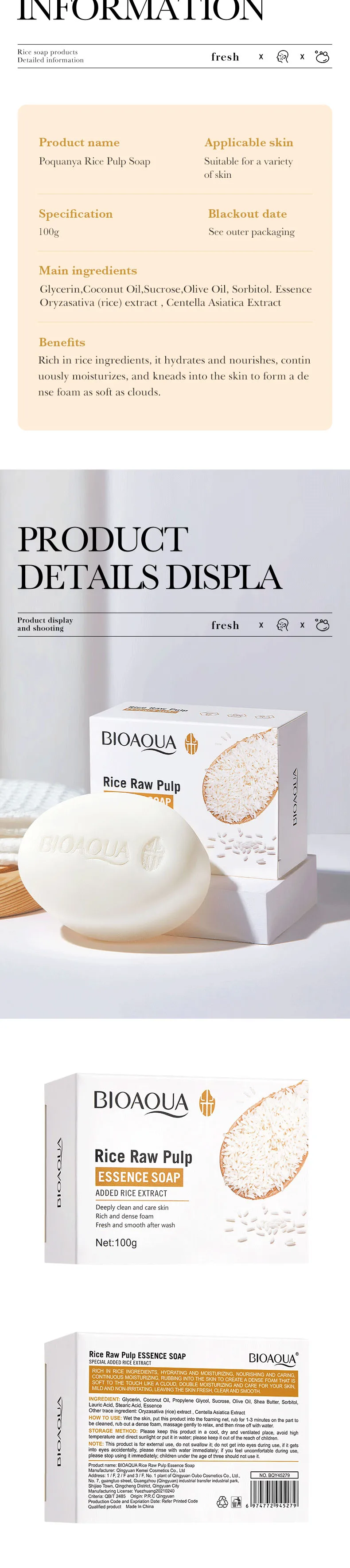 product bioaqua organic natural lightening soap bar deeply cleansing and whitening for face hands body made from rice-7