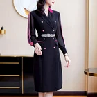 Clothing 2021 New Fashion Parquet Slim V-neck Knee Sexy Dress Professional Clothing