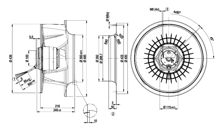 Ip54 Ball Bearing, R4D450-RH01-01, 230/400V, 50Hz, 2.51/1.45A - detail 10
