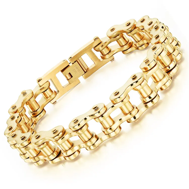 gold motorcycle chain bracelet