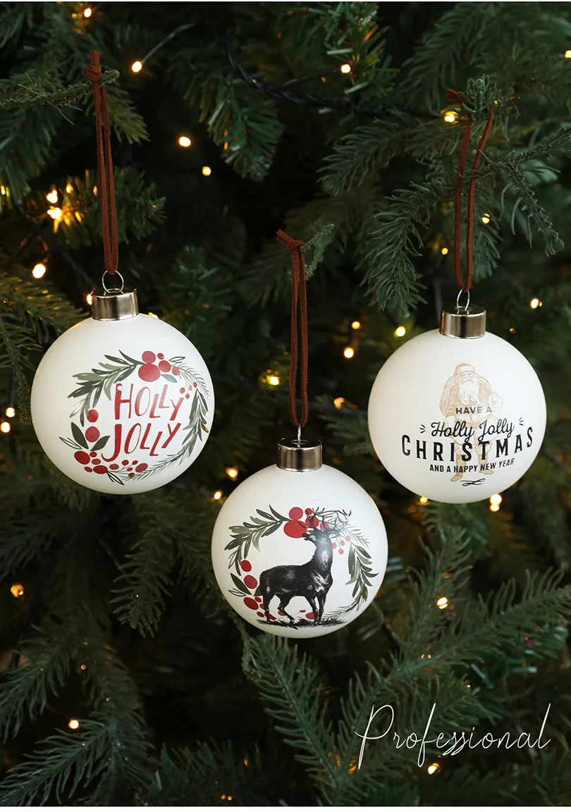 product vintage neutral hanging baubles glass christmas balls christmas ball tree ornaments for winter holiday xmas tree decor-5