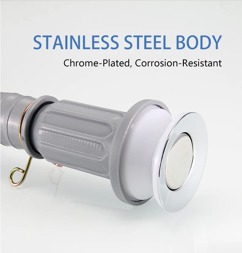 Modern Silver Stainless Steel Pop-Up Drain Overflow Wholesale Bathroom Sink Plug Push Feature Shower Strainer for Kitchen Sinks factory