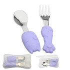Set Kids Cutlery Set Lovely Animal Handle Spoon Fork Set Stainless Steel Kids Cutlery Set
