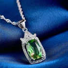 Diamond Citrine Luxury Womens Princess Cut Yellow Diamond Citrine Zircon Pendant Necklace