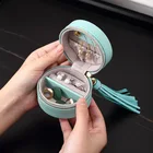 Box Jewelry Earring Box Travel Storage Box Leather Mini Jewelry Case Round Earrings Small Jewelry Box Wholesale