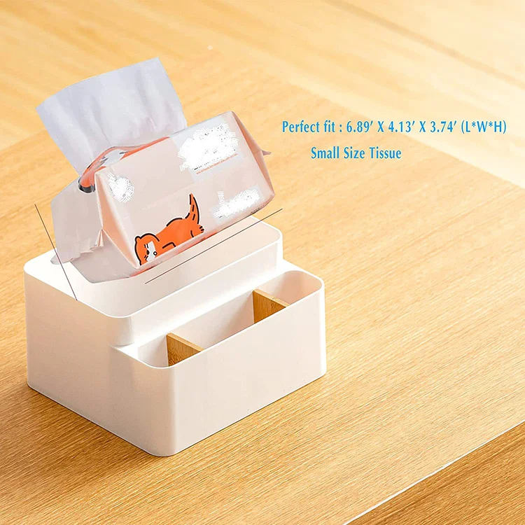 Wholesale Multifunctional Tissue Holder With Bamboo Wood Lid Napkin Organizer Container Tissue Box