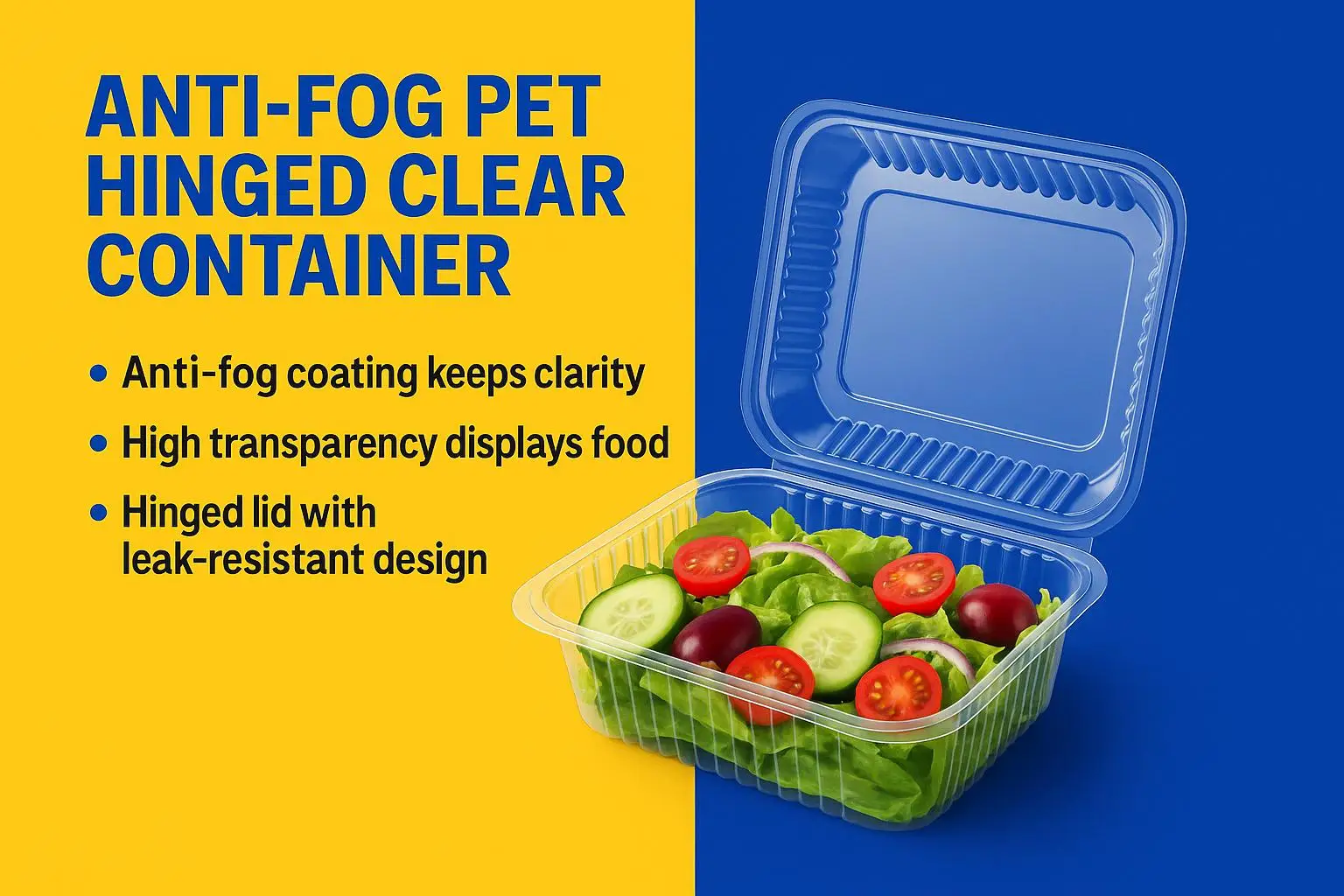 Wholesale Food-Grade Clear Plastic Salad Container with Hinged Lid Plastic Boxes for Supermarket Packaging - detail 3