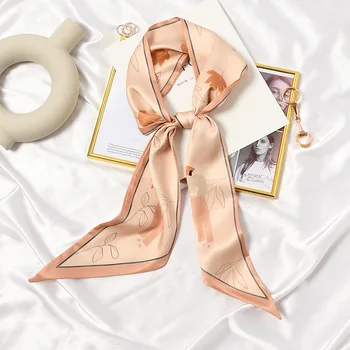 2021 Fashion Retro Printed Silk Skinny Scarf Women Necktie Female Neckscarf Bag Ribbon Long Narrow Neck Tie Scarves Ladies