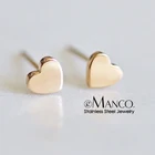 Stud Earrings Earrings Mothers Day Gift Simple Stainless Steel Tiny Hearts Stud Earrings 3 Colors In Stock
