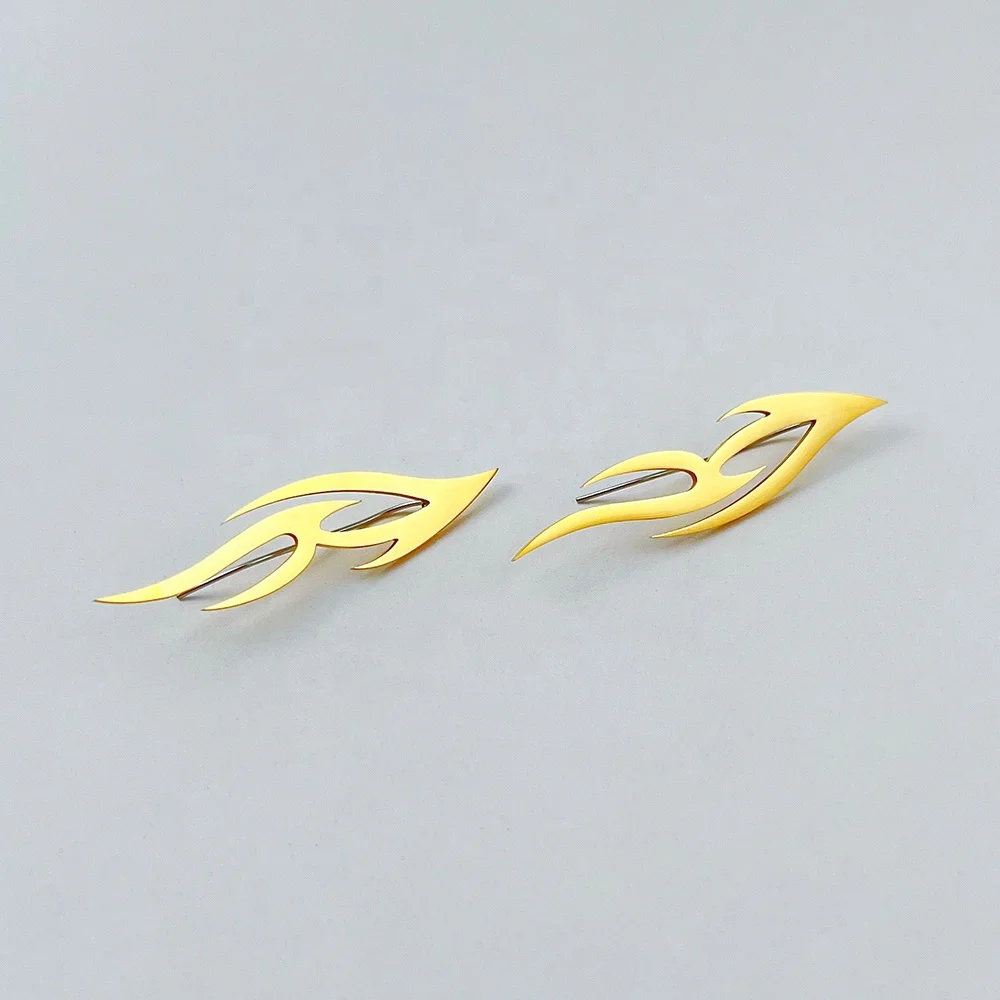 Original Design 18K Gold Plated Stainless Steel Jewelry New In Piercing Fire Cone Earring For Women Punk Earrings E221455