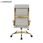 Gray Chair Light Gray PU Leather Executive Chair Furniture Golden Chromed Metal Frame Swivel Office Chair