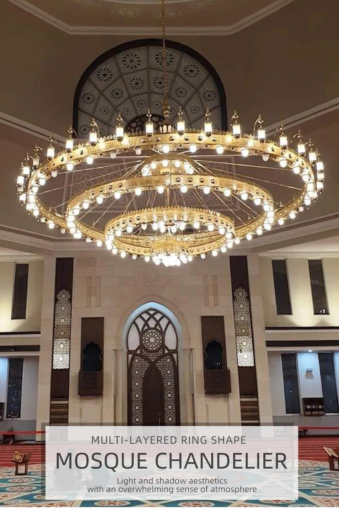 cpl 009 grand mosque lantern chandelier custom multi tiered led lighting for masjid prayer hall-0