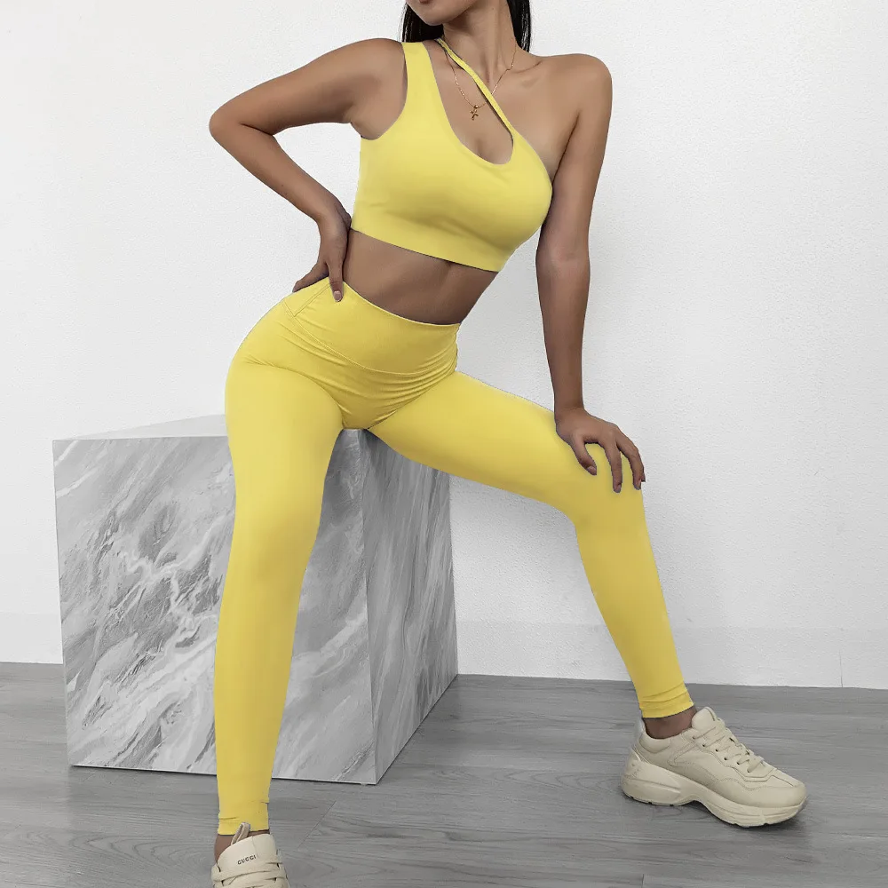 Workout Clothes For Women Plain Naked Feel Stretchy Yoga Set Breathable Fitness Suit Female Gym