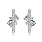 Stud Earrings PONEES Hot Sale 925 Sterling Silver Stud Earrings Women's Sugar Cube Earrings For Girls Gift