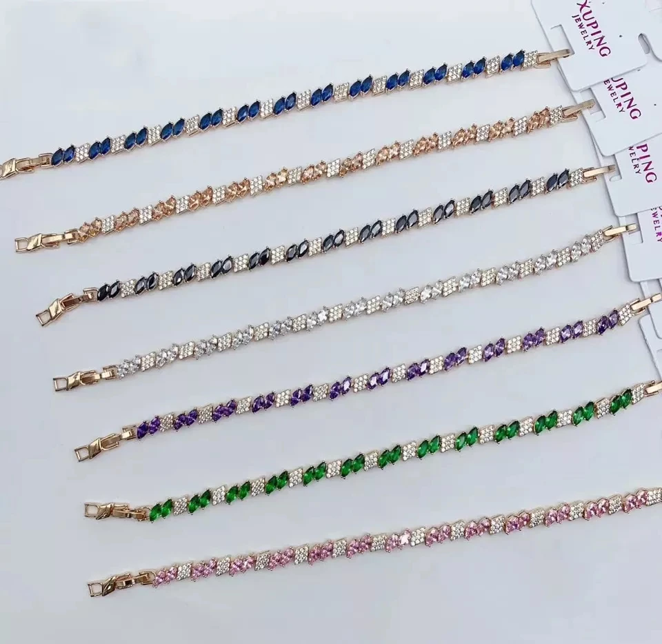 A01 xuping 2021 new arrival cz colorful wholesale series of gold plated, fashion hand bracelet for women