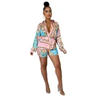 Clothing European And American Women's Clothing Two-piece Digital Casual Printed Shirt Fall Clothing