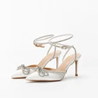 Heels Latest Design Luxury Women Dress Shoes Bling Crystal Ankle Straps High Heels Sandal Sexy