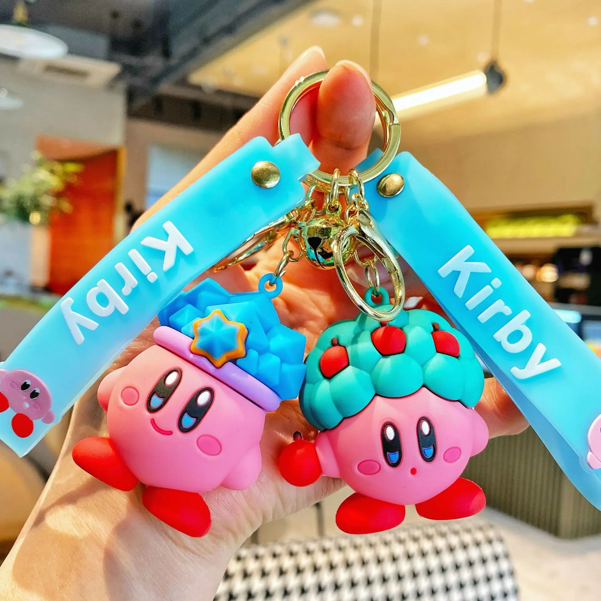 Wholesale kawaii Cute Star Kirby keychain game anime character design 3D cartoon Pendant rubber Car keyring soft pvc keychains