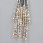 Pearl Necklace Women Fashion Elegant Blue Gray Freshwater Rice Pearl Long Necklace For Women