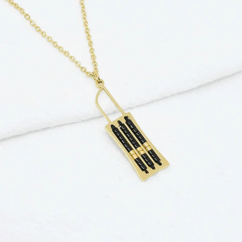 trendy wholesale custom stainless steel miyuki seed bead personalised lipstick necklace pendants jewelry for women gift