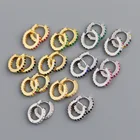 Earring EH1168 Chic 7mm Huggie 925 Sterling Silver Rainbow Cubic Zircon Hoop Earring