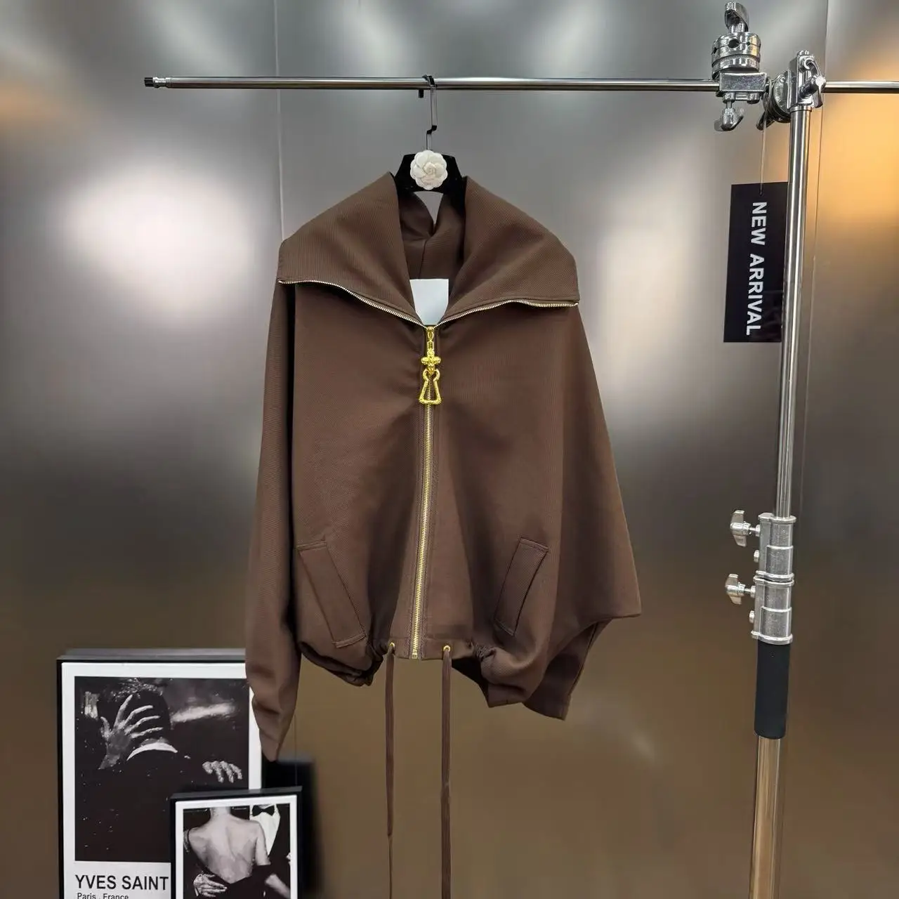 Autumn Casual Fashionable Stylish Lapel Zipper Long Sleeve Bomber Jacket Loose Fit Slimming Versatile Top Trendy Instagram details