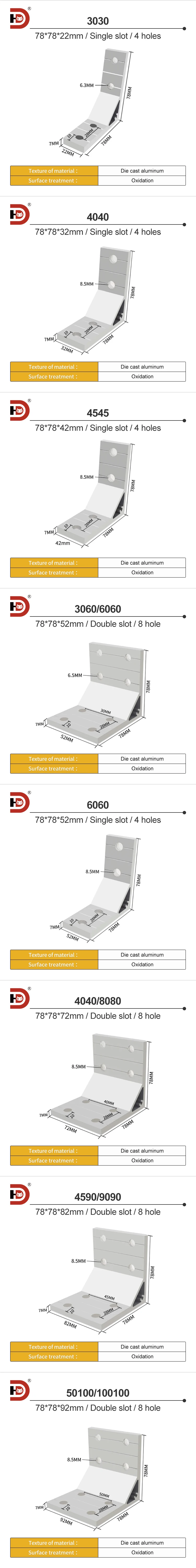 Aluminum Profiles with 90 Degree Corner Code Aluminum Connectors 30/40/3060/4080 Right Angle Connectors Accessories factory