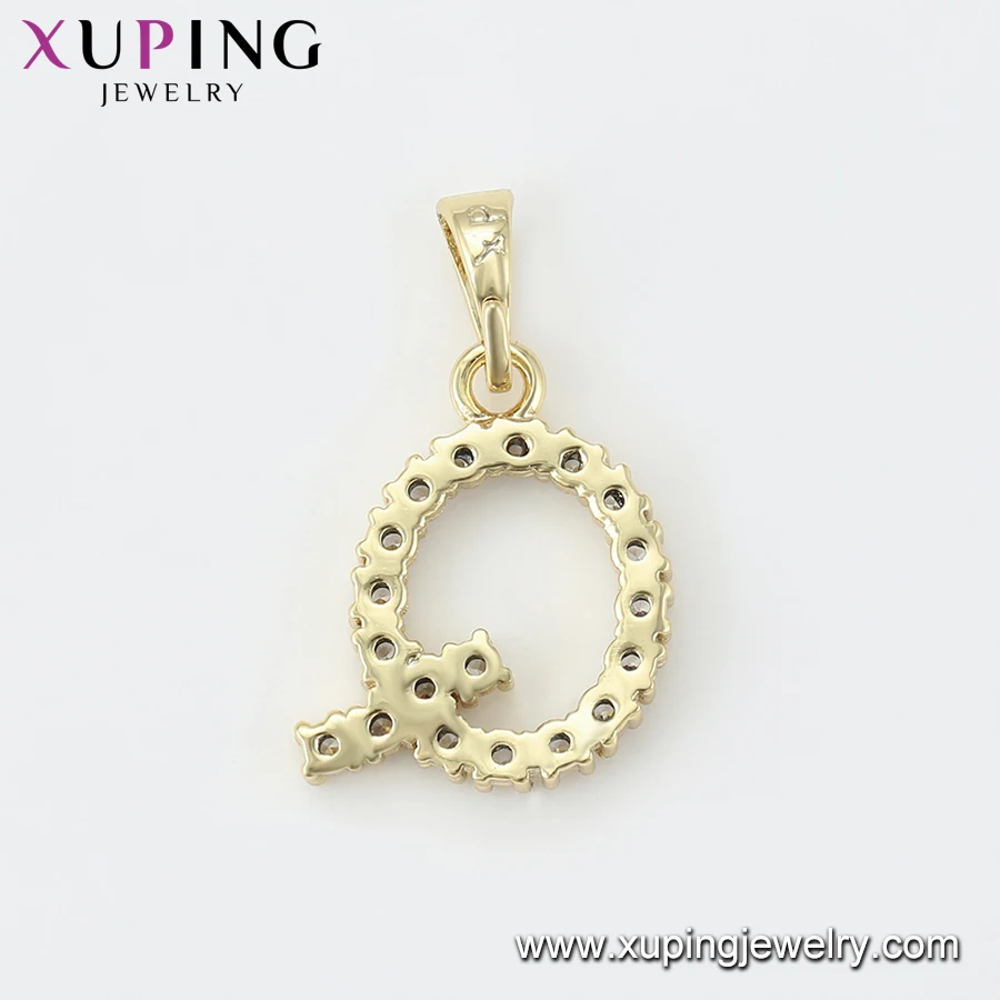 35982 XUPING Jewelry Vintage woman yiwu jewelry Letter Q 14K gold color Artificial zircon wedding brass jewelry pendants