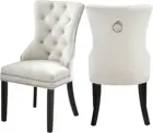 Chairs ChangDe 2021 Special Offer American Style White Turfed Ring Back KD Velvet Dining Chairs Dining