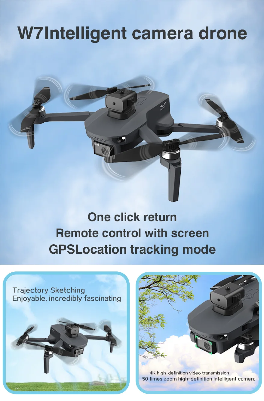 HOSHI W7 MAX Screen Control Drone 4K professional HD Camera Drones Obstacle Avoidance 5G GPS Brushless One click return Dron