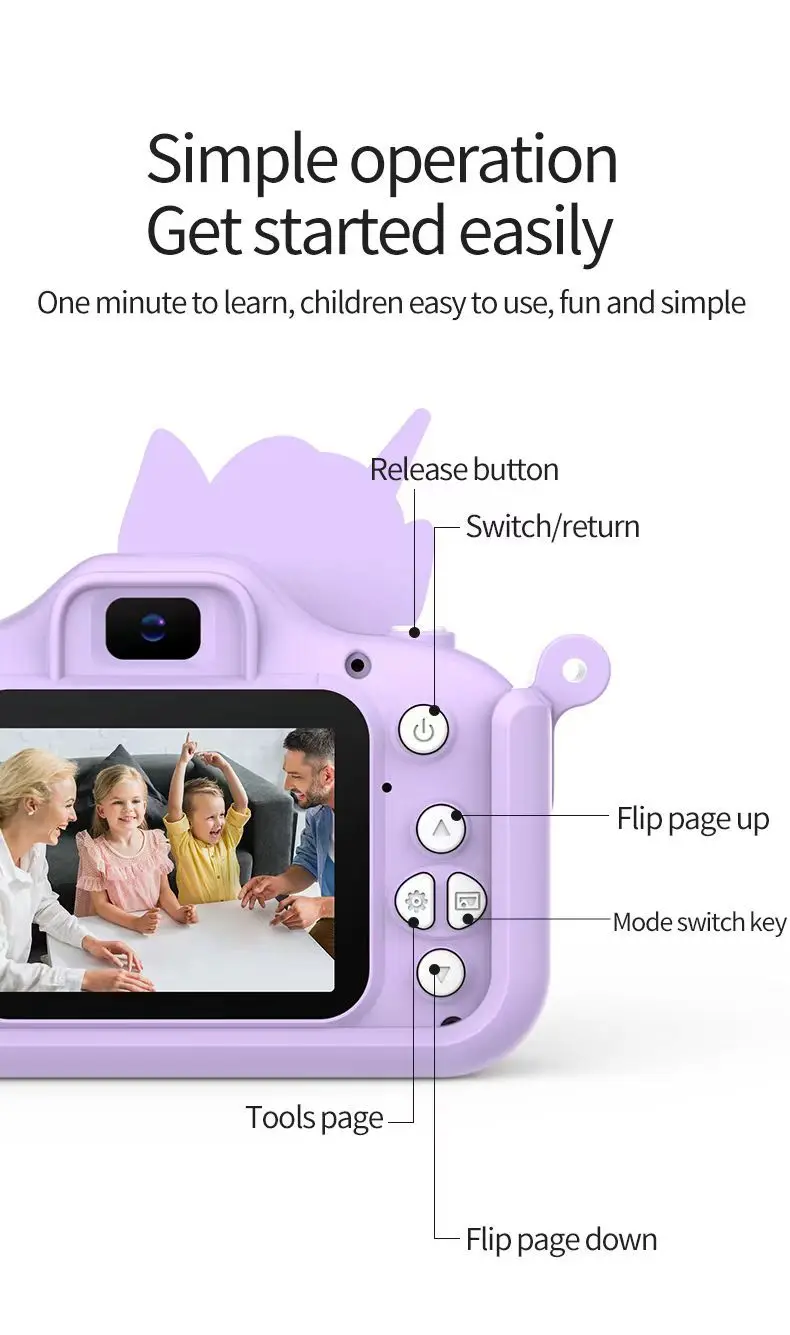 2024照片视频数码相机卡通1080P高清双相机