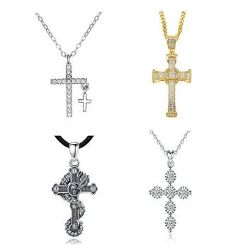 925 Sterling Silver Antique Faith Christian Jesus Women Man Cross Pendant Necklace for Men