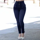 Jean Factory Hot Sale Stretch Broken-Hole Light Blue Office Casual High Waist Ladies Jean Trousers Female