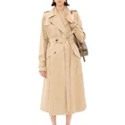 Coat Classic Double Breasted Trench Coat Casual Khaki Belted Long Coat For Women Spring Autumn