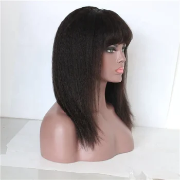 Best Selling Virgin Hair Wigs Women Long Hair Kinky Straight Human Hair Lace Front Wigs with Bangs