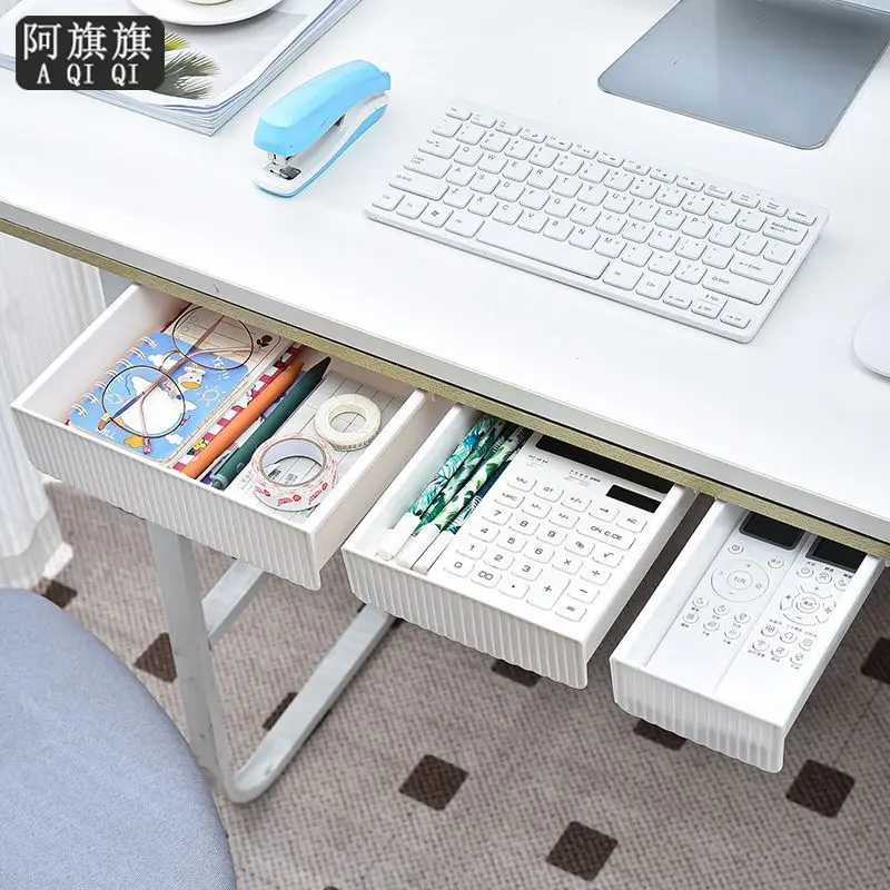 OWNSWING Hidden Self Adhesive Under Desk Drawer Organizer Slide Out Stick On Drawer For Office Home