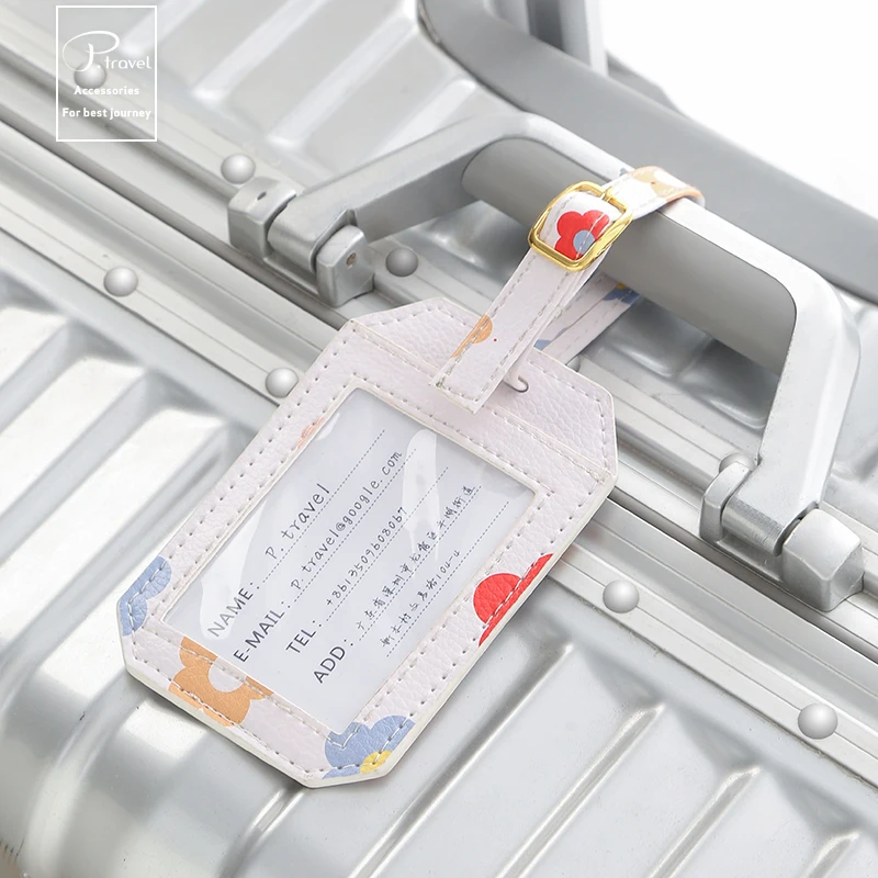 Personalizado personalizado de cuero PU Etiqueta del equipaje y correa es tiempo de viaje 