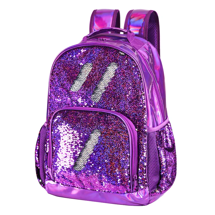 Holographic Sequin School Backpack Bookbag for Girls Kids Casual Bling Magic Mermaid Book Bag Back Pack 