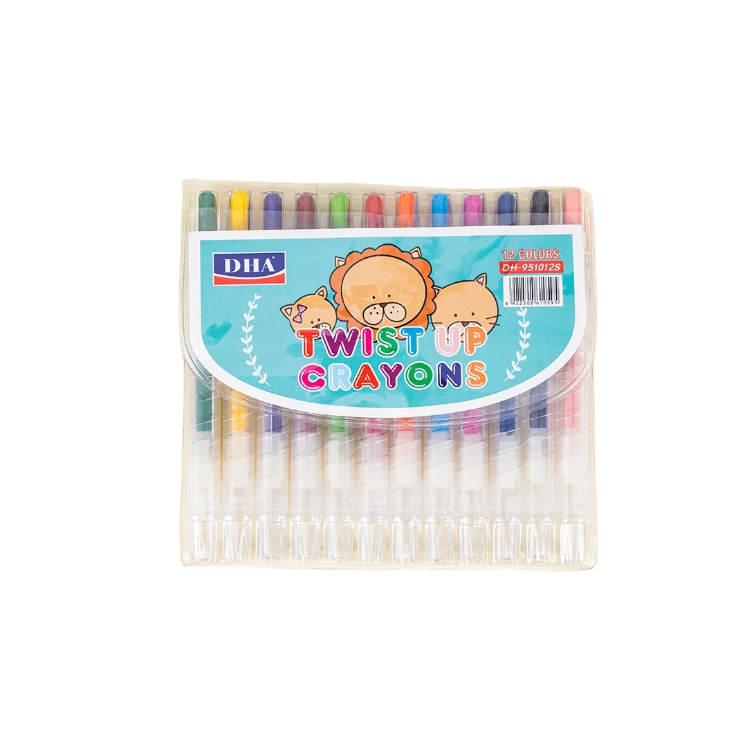 Silky Smooth Twistable Crayons Set 12 Count Non-Toxic Art Artist Drawing Student Kids School Stationery Multi-Color Crayons Set