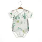 Organic Cotton Romper Baby Wholesale Summer Floral Organic Cotton Short Sleeve Knitted Boy Girl Baby Romper Clothes